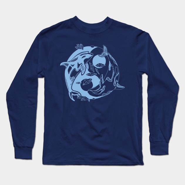 Light Blue Balanced Orca Whales Long Sleeve T-Shirt by kenallouis